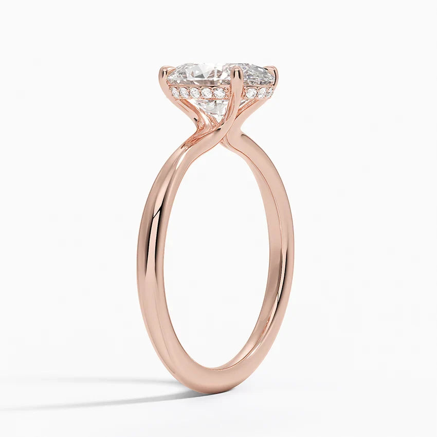 Bornreal Oval Shape Lab-Grown Diamond Halo Engagement Ring.