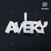 Iced Out 'AVERY' Name Custom 925 silver Pendant Bornreal Jewelry