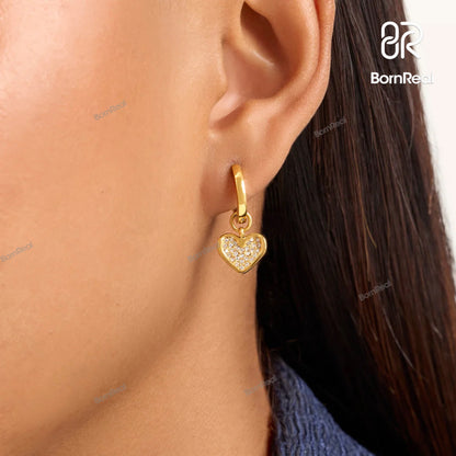 Boucles d'oreilles créoles rondes en argent sterling couleur D pour femmes