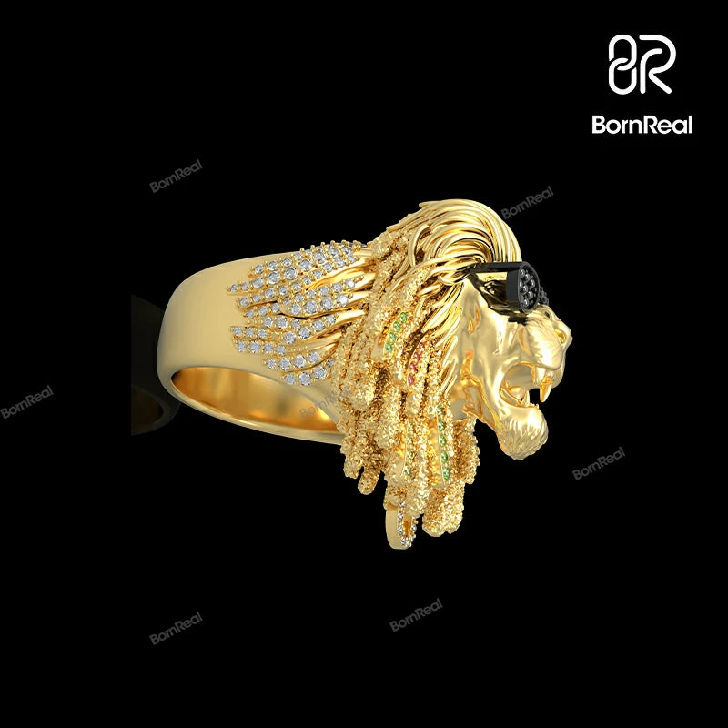 Eternal Marley Lion Head Ring - Statement Ring Bornreal Jewelry
