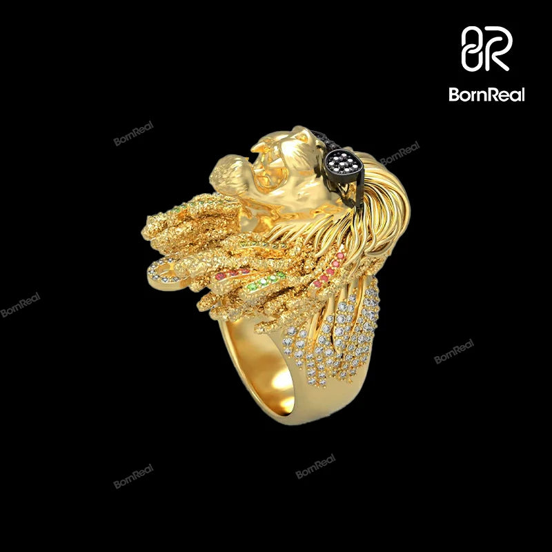 Eternal Marley Lion Head Ring - Statement Ring Bornreal Jewelry