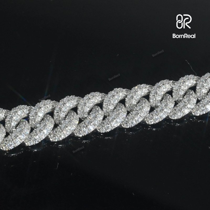 Round Cut Iced Out Cuban Link Bracelet Hip Hop Rapper Performance Wear_03