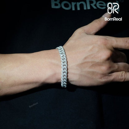 Round Cut Iced Out Cuban Link Bracelet Hip Hop Rapper Performance Wear_05