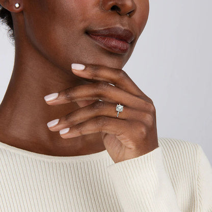Bornreal Round Lab-Grown Diamond Four-Prong Comfort Fit Engagement Ring.