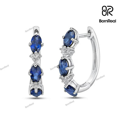 Pendientes de aro de corte redondo en plata de ley color D para mujer