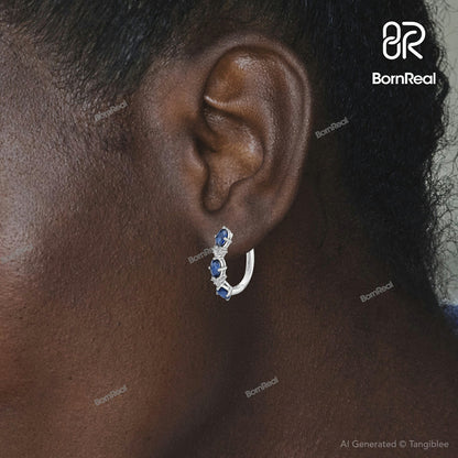 Pendientes de aro de corte redondo en plata de ley color D para mujer