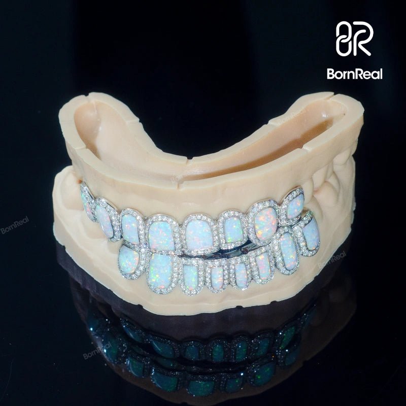 ABSOLUTELY FITTING! Custom Pre - made Opal VVS Moissanite Diamond Grillz！