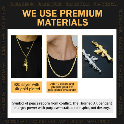 Thorns of Hope | Only 17 Remaining - Thorned AK-47 Pendant For Peace Pendant Jewelry