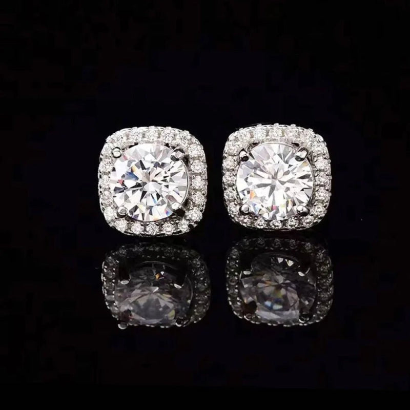 Anti - allergic High - Quality VVS Moissanite Diamond Mens Cluster Earrings For Gift