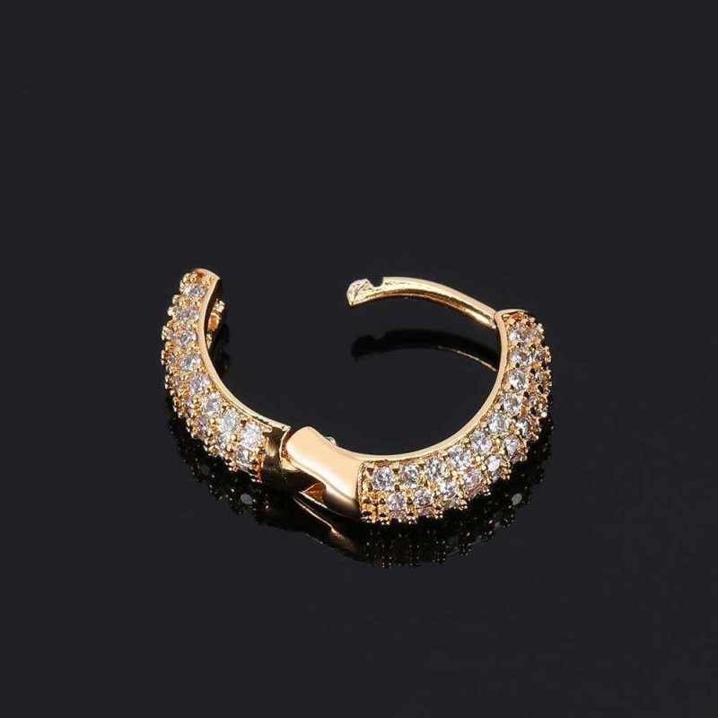 Anti - allergic High - Quality VVS Moissanite Diamond Mens Round Paved Hoop Earrings For Gift