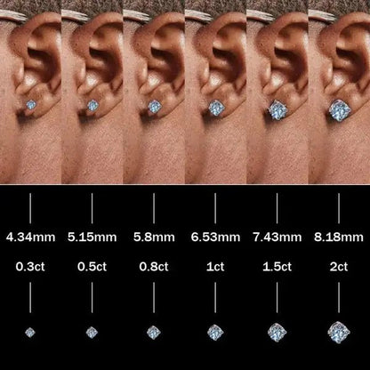 Anti - allergic High - Quality VVS Moissanite Diamond Stud Earrings 0.6 - 6CT For Gift（A Pair）