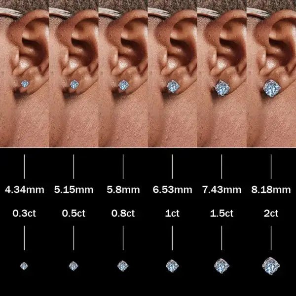 Anti - allergic High - Quality VVS Moissanite Diamond Stud Earrings 0.6 - 6CT For Gift（A Pair）