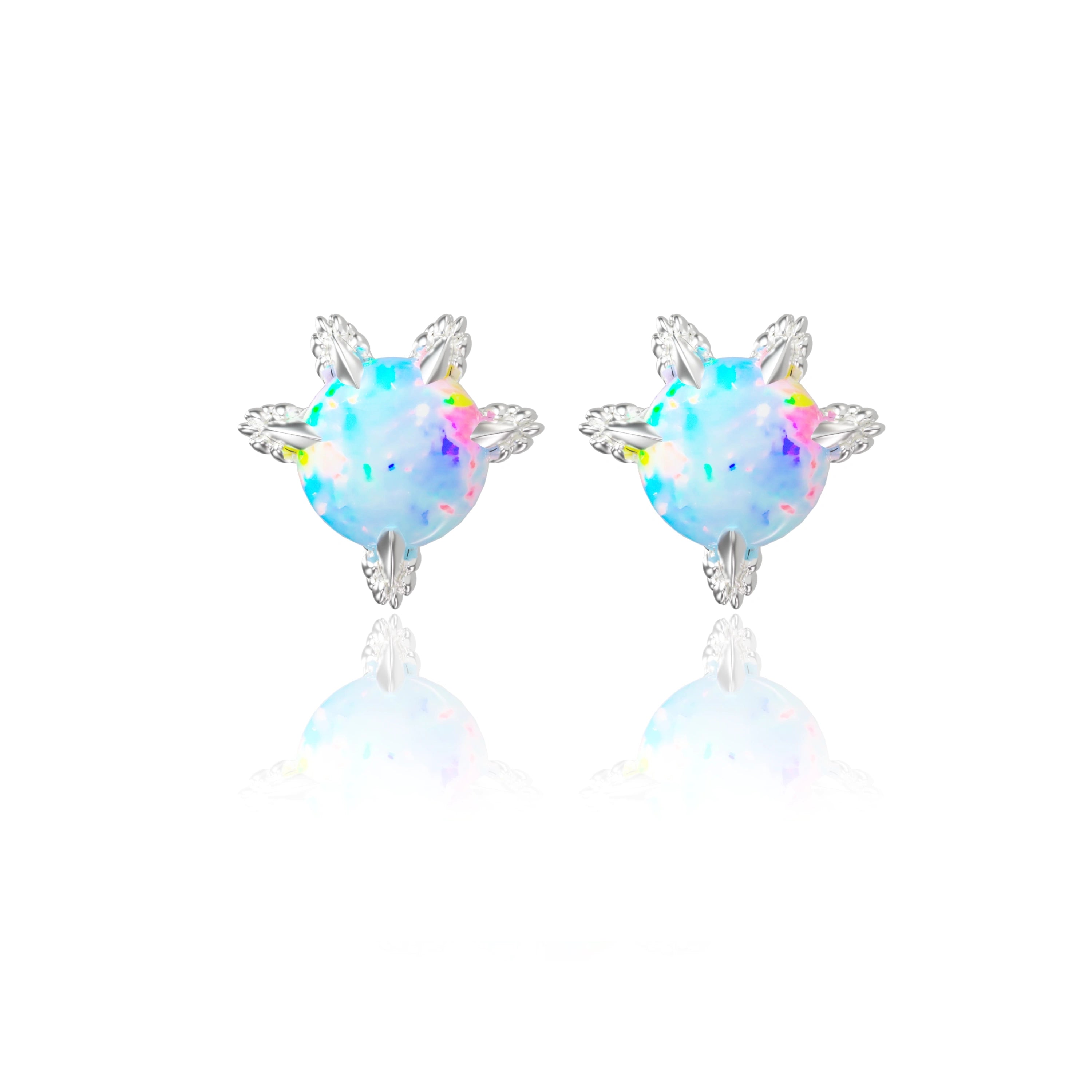 Anti - allergic S925 Dragon Claw Opal Stud Earrings