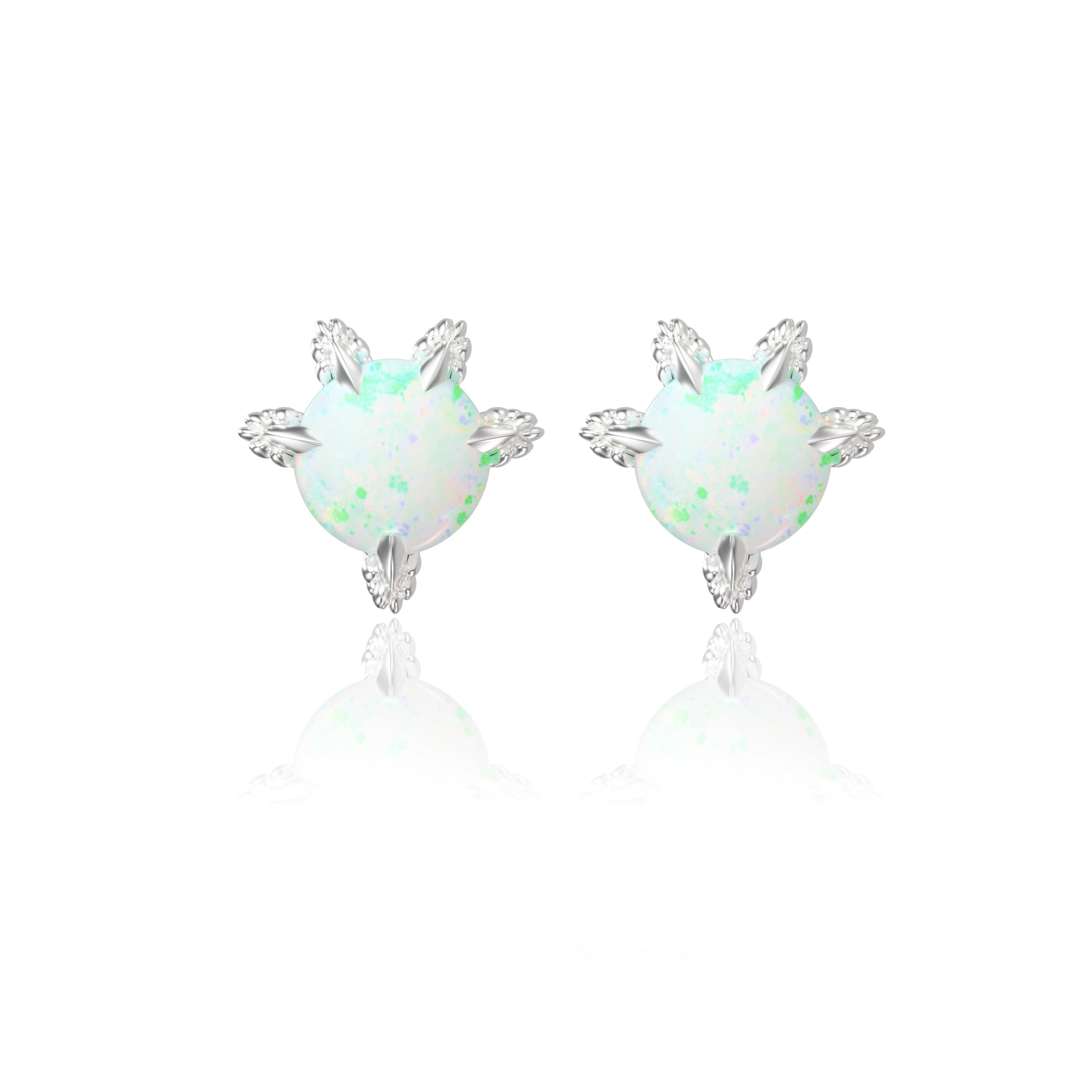 Anti - allergic S925 Dragon Claw Opal Stud Earrings