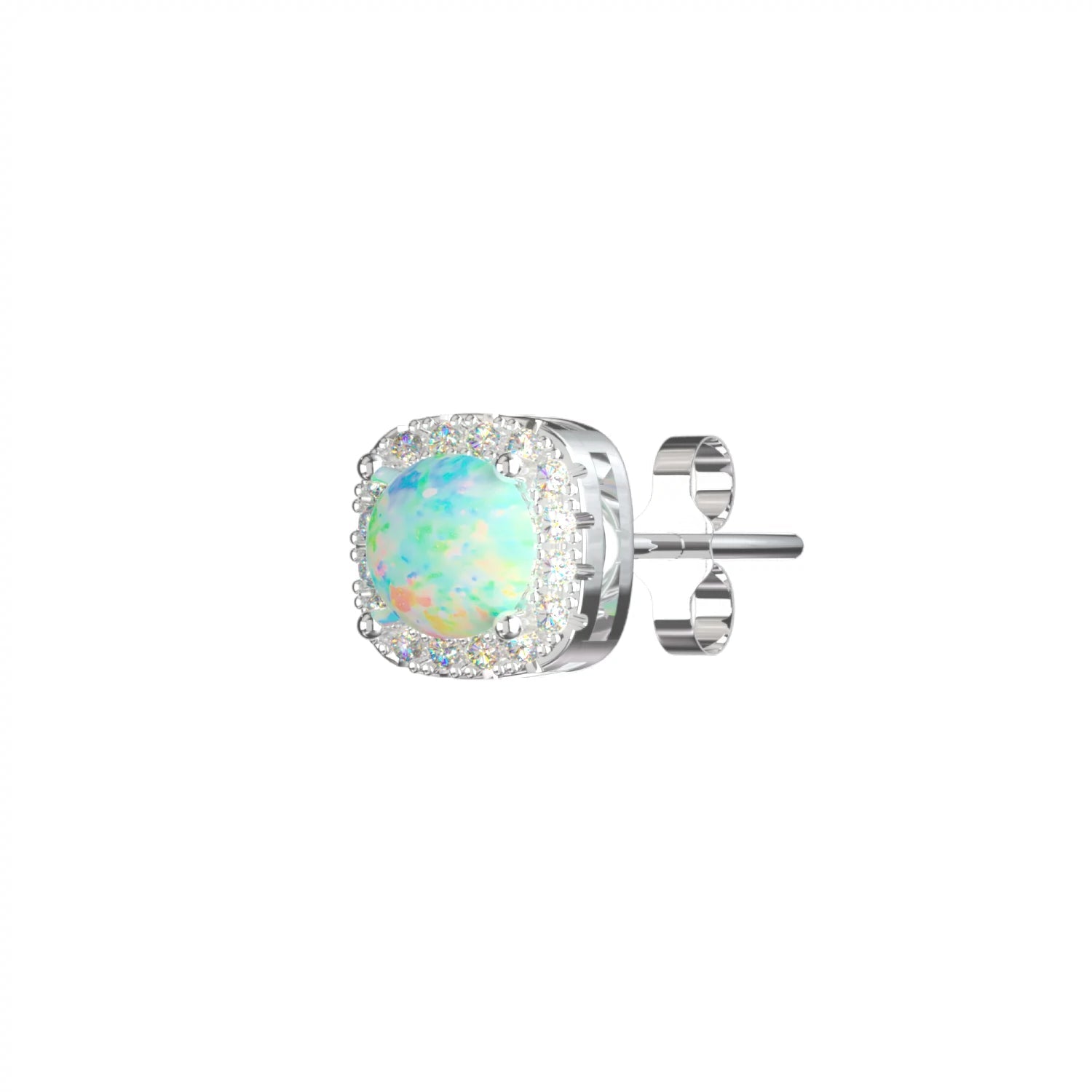 Anti - allergic S925 High - Quality VVS Moissanite Opal Stud Earrings