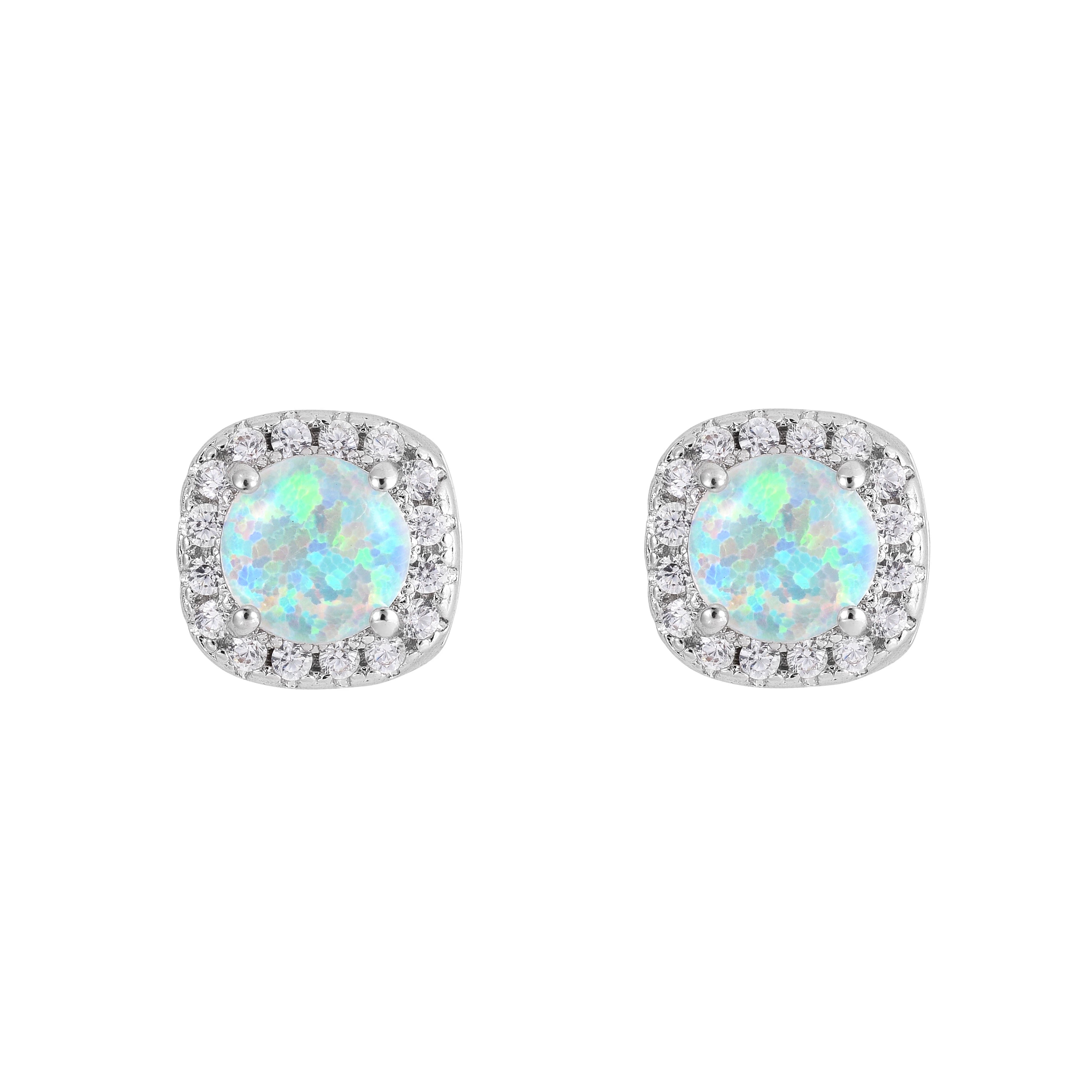 Anti - allergic S925 High - Quality VVS Moissanite Opal Stud Earrings