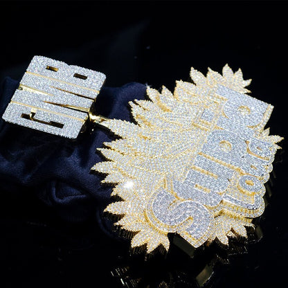 "Artist Designs " Custom 14K Name Logo Natural Diamond Pendant