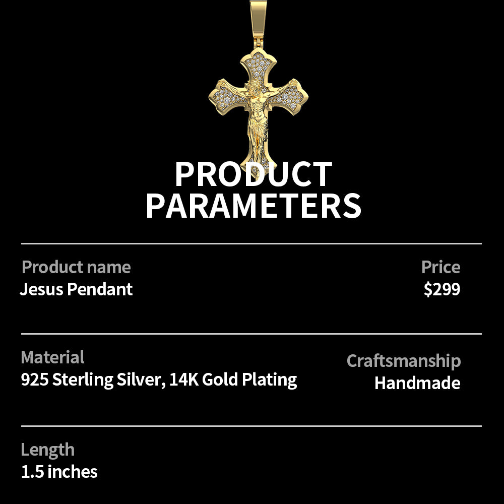 $30 Deposit – God's Mercy | Jesus Cross Pendant VVS Moissanite Diamond Pendant (Full Price $199)