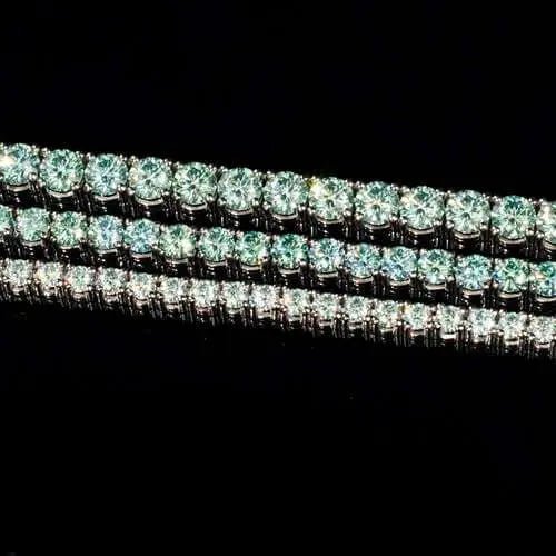 Blue Green Handmade VVS Moissanite Tennis Chain