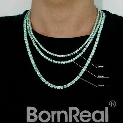 Blue Green Handmade VVS Moissanite Tennis Chain