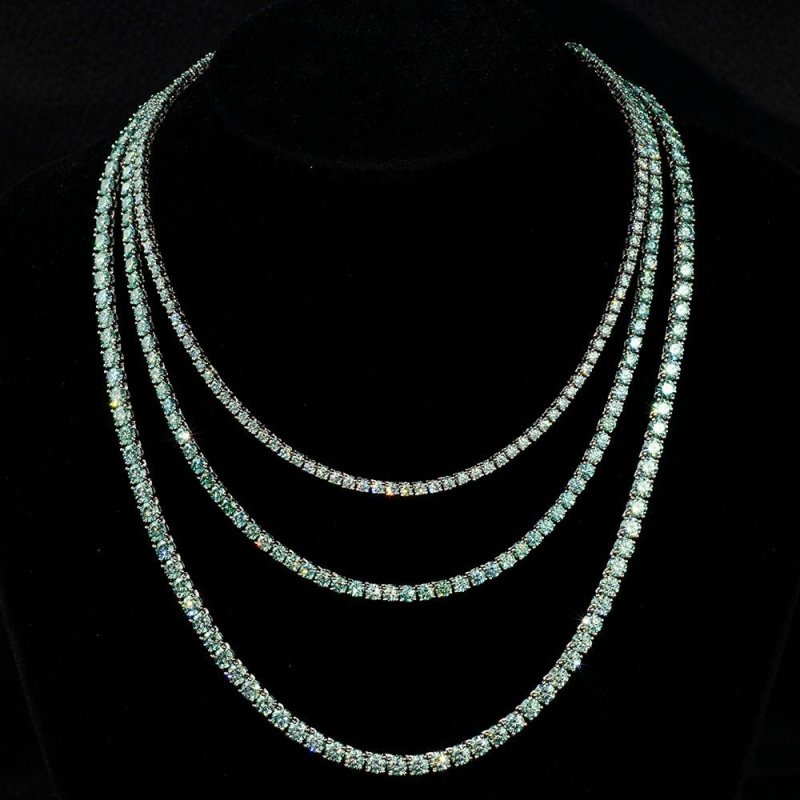 Blue Green Handmade VVS Moissanite Tennis Chain