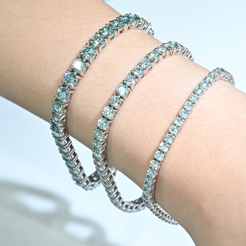 Blue Green Limited VVS Moissanite Tennis Bracelet