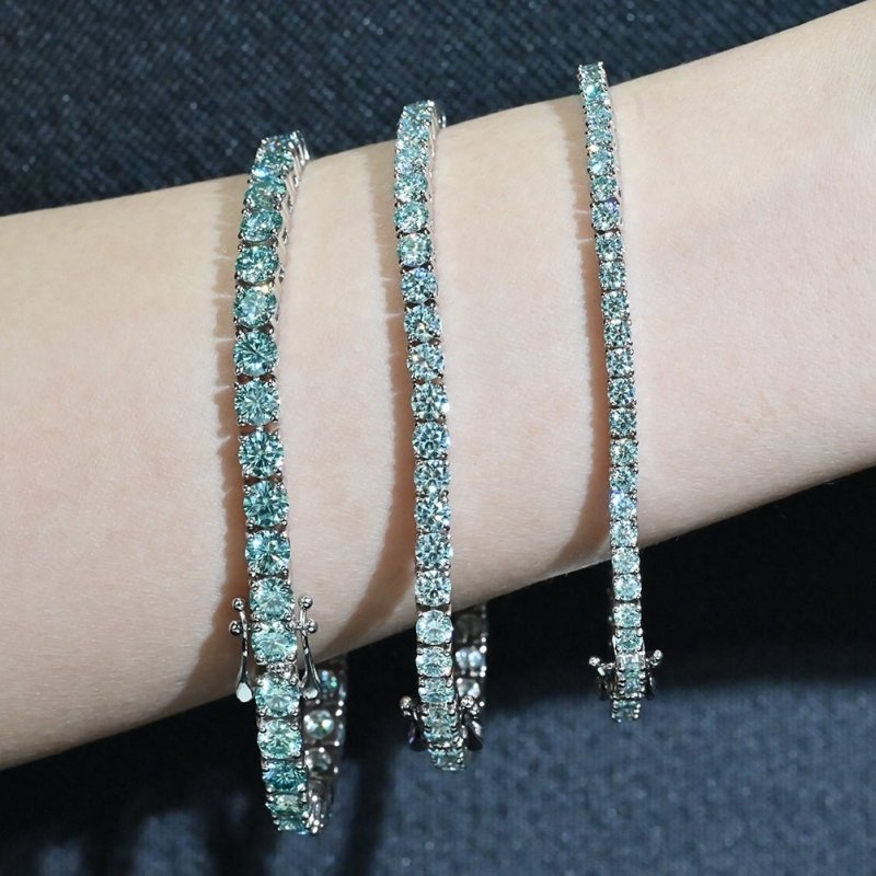 Blue Green Limited VVS Moissanite Tennis Bracelet