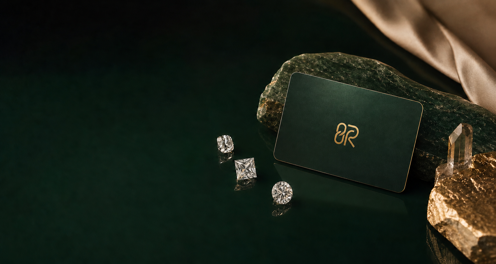 BornReal membership card with loose diamonds