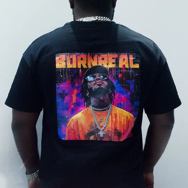 Bornreal Two Year Limited Edition Souvenir - Black Pure Cotton Short Sleeved Hip - Hop Style