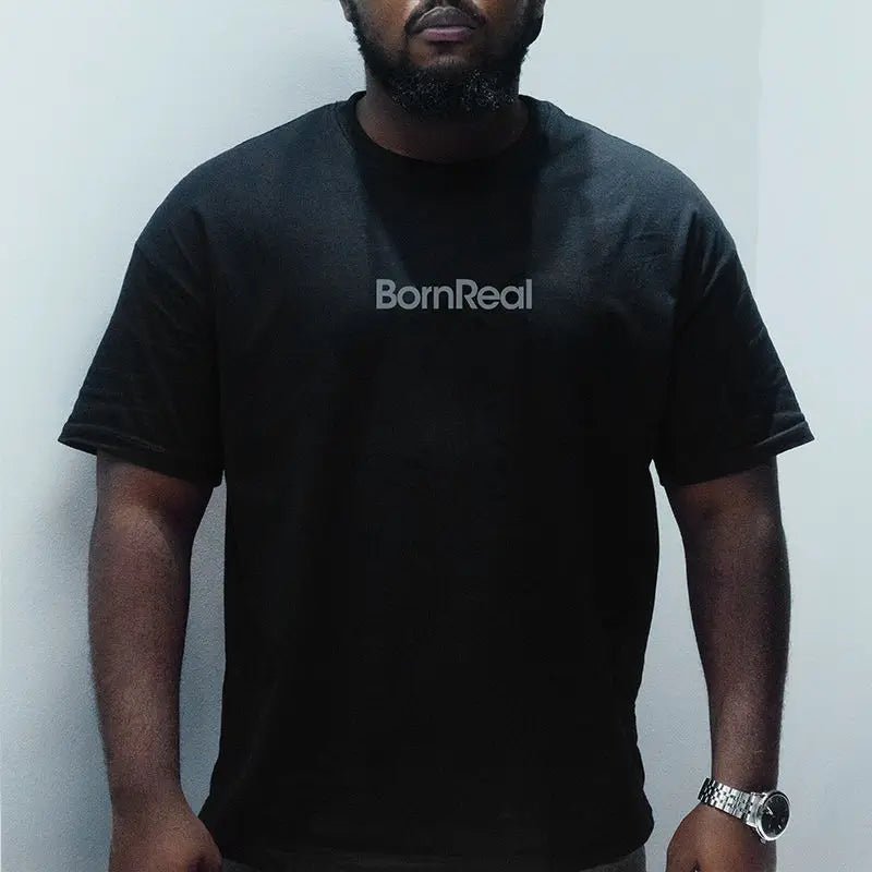 Bornreal Two Year Limited Edition Souvenir - Black Pure Cotton Short Sleeved Hip - Hop Style