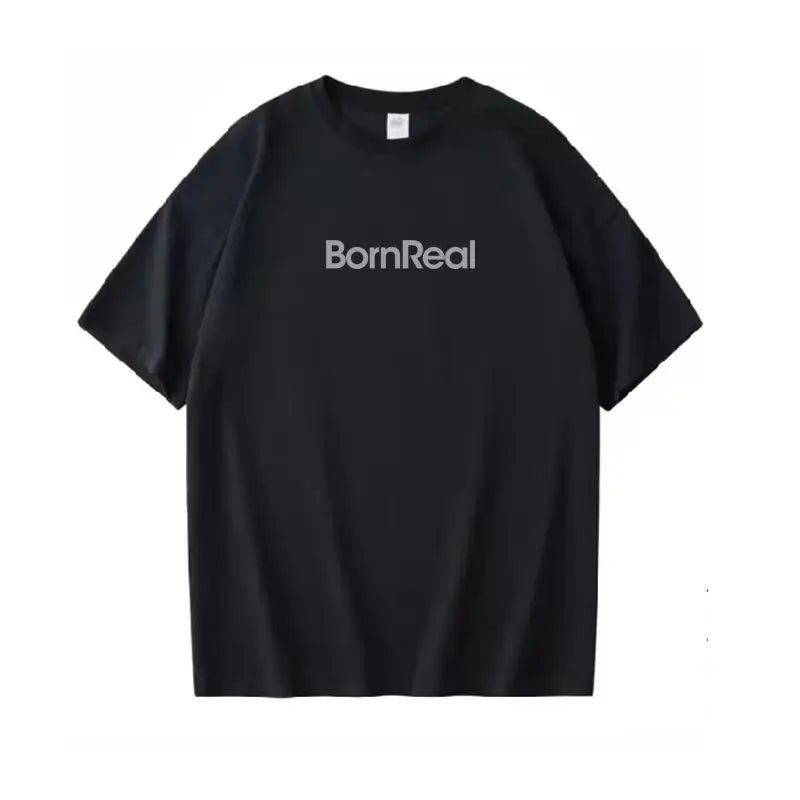 Bornreal Two Year Limited Edition Souvenir - Black Pure Cotton Short Sleeved Hip - Hop Style