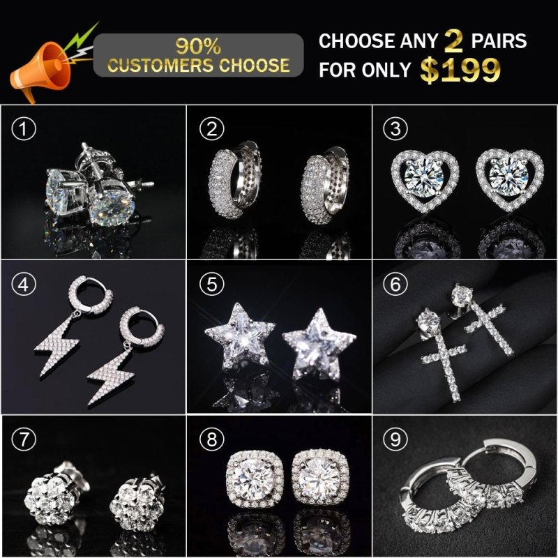 Choose Any 2Pairs Only $199 VVS Moissanite Earrings (90% Customers Choose)