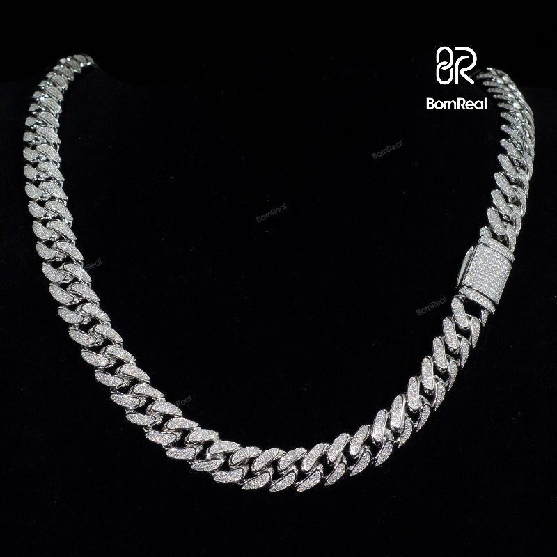 Custom 12MM Moissanite Iced Out Hip Hop Cuban Link Chain for Men