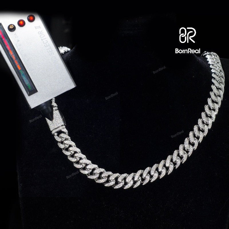 Custom 12MM Moissanite Iced Out Hip Hop Cuban Link Chain for Men