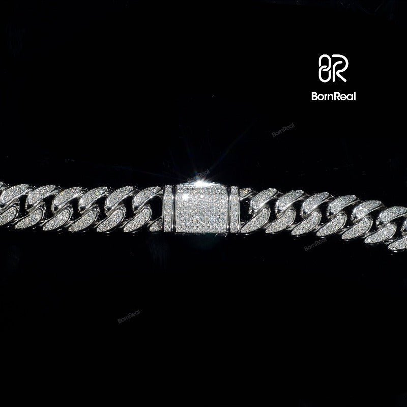 Custom 12MM Moissanite Iced Out Hip Hop Cuban Link Chain for Men