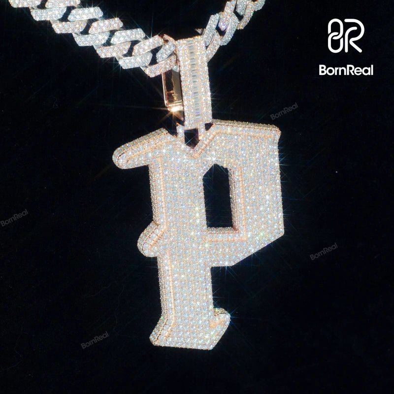 Custom 2“ VVS Moissanite Diamond Hip Hop Letter Pendant For Rapper Style