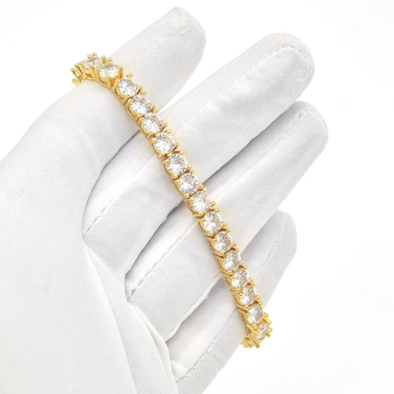 Custom 3MM 10K Solid Gold VVS Moissanite Tennis Bracelet