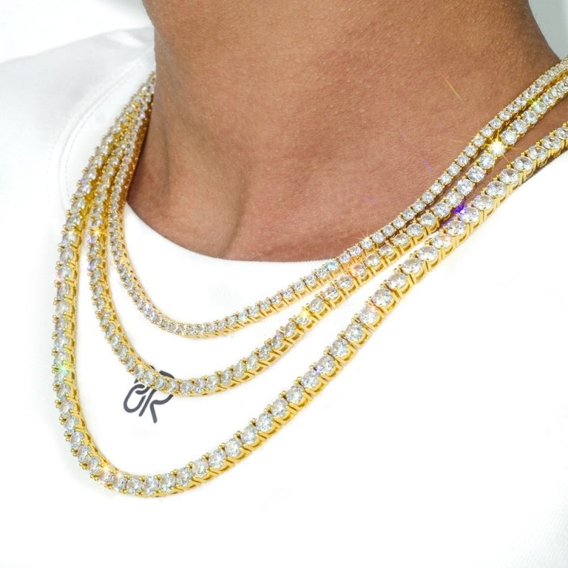 Custom 3MM 10K Solid Gold VVS Moissanite Tennis Chain