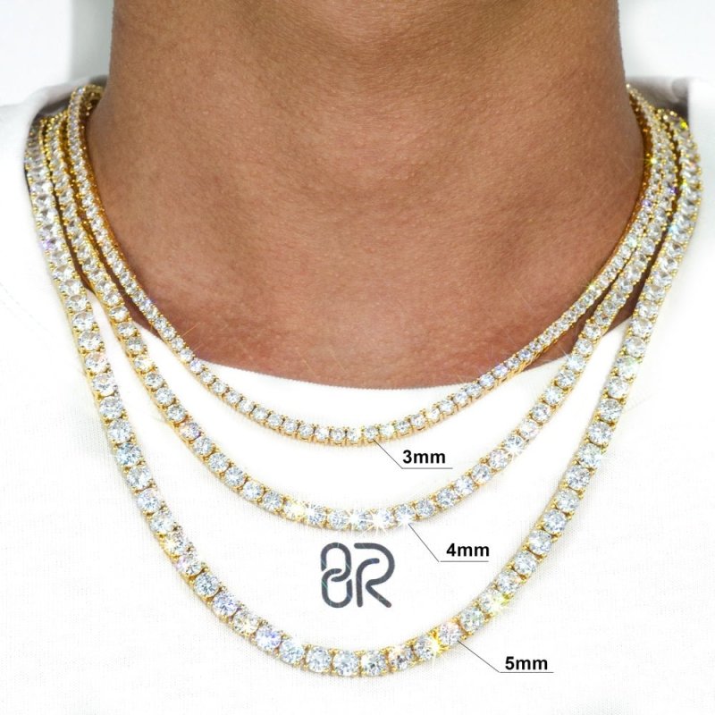 Custom 3MM 10K Solid Gold VVS Moissanite Tennis Chain