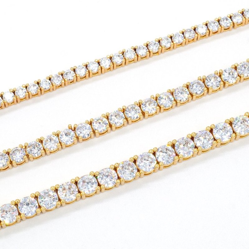 Custom 3MM 10K Solid Gold VVS Moissanite Tennis Chain