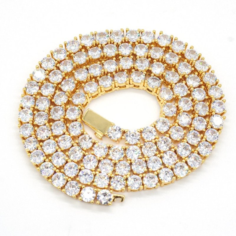 Custom 3MM 10K Solid Gold VVS Moissanite Tennis Chain