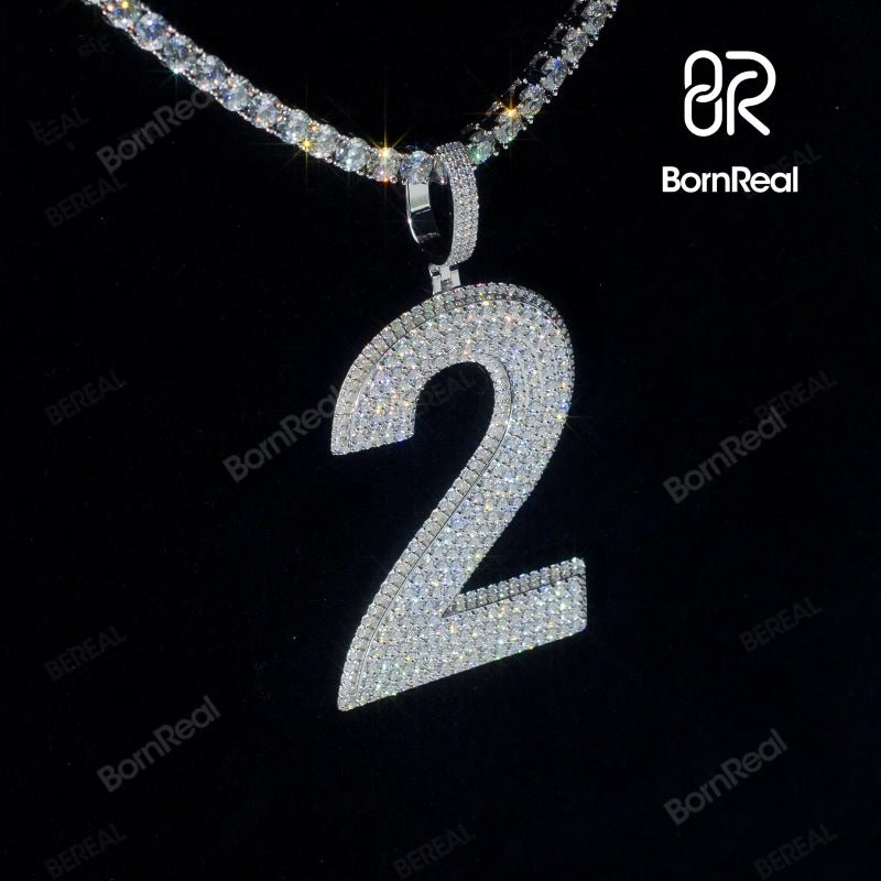 Custom 925 Silver Moissanite Diamond Digital Pendant 2“