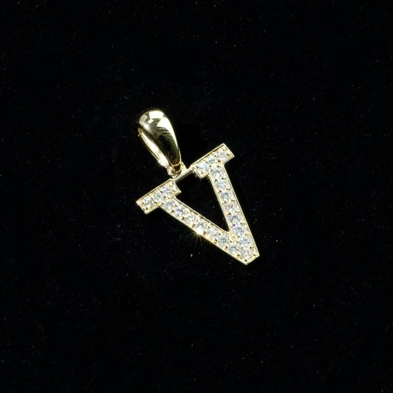 Custom A to Z Initial 925 Silver Moissanite Letter Pendant 1”