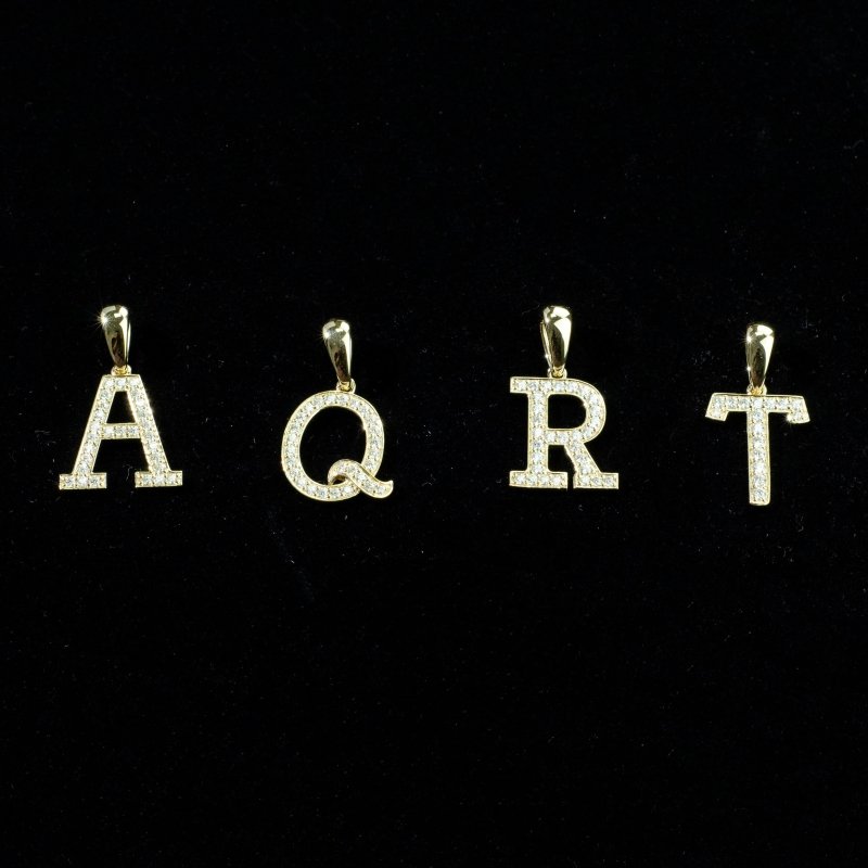 Custom A to Z Initial 925 Silver Moissanite Letter Pendant 1”