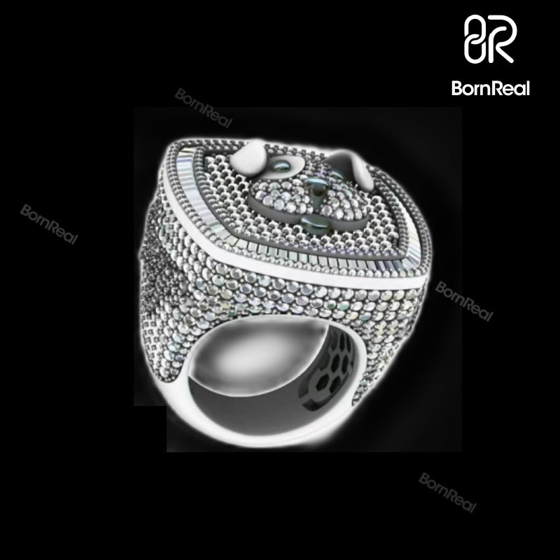 Custom Badge Iced Out Diamond Moissanite Hip Hop Male Ring