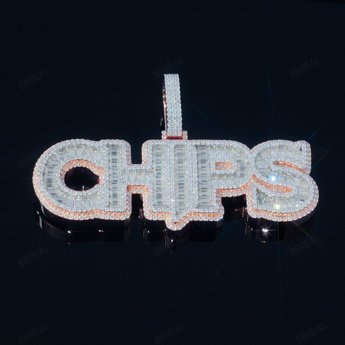 Custom Baguette Cut 925 Silver Moissanite Letter Name Pendant