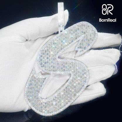 Custom Baguette Moissanite 26 Letters Diamond Pendant