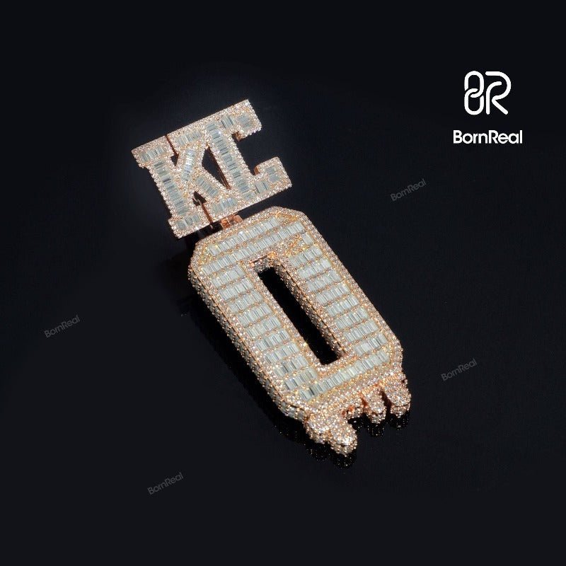 Custom Baguette Moissanite Initial Chain Hip Hop Letter O Rapper Pendant