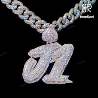 Custom Bust Down Moissanite Diamond 925 Silver Number Pendant For Men