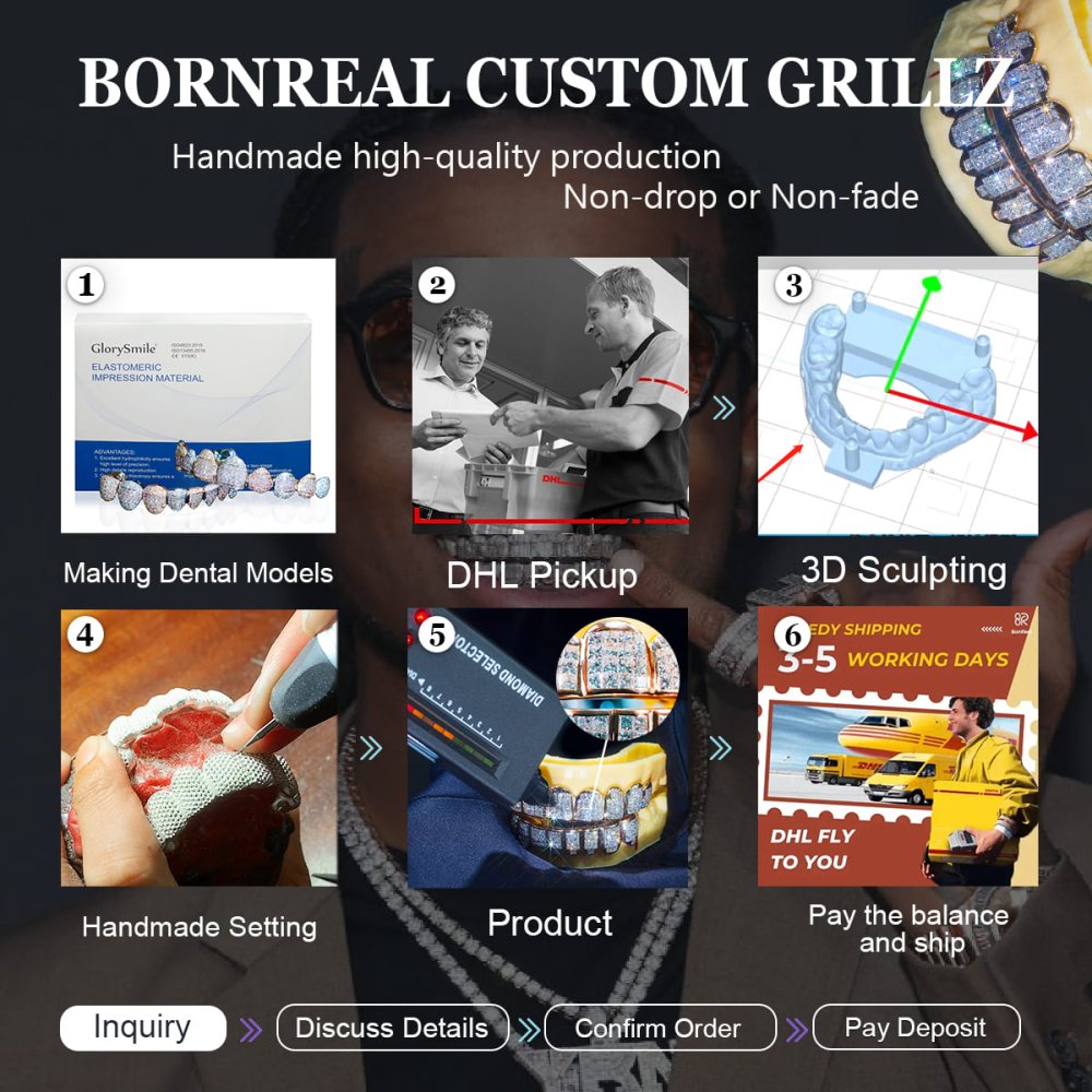 Custom Irregular Openwork Moissanite Grillz Bornreal Jewelry - Bornreal Jewelry